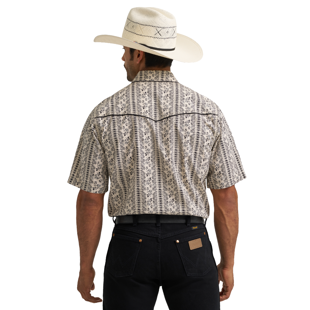 Wrangler Men's Vintage Inspired Black & White Snap Shirt 112374815