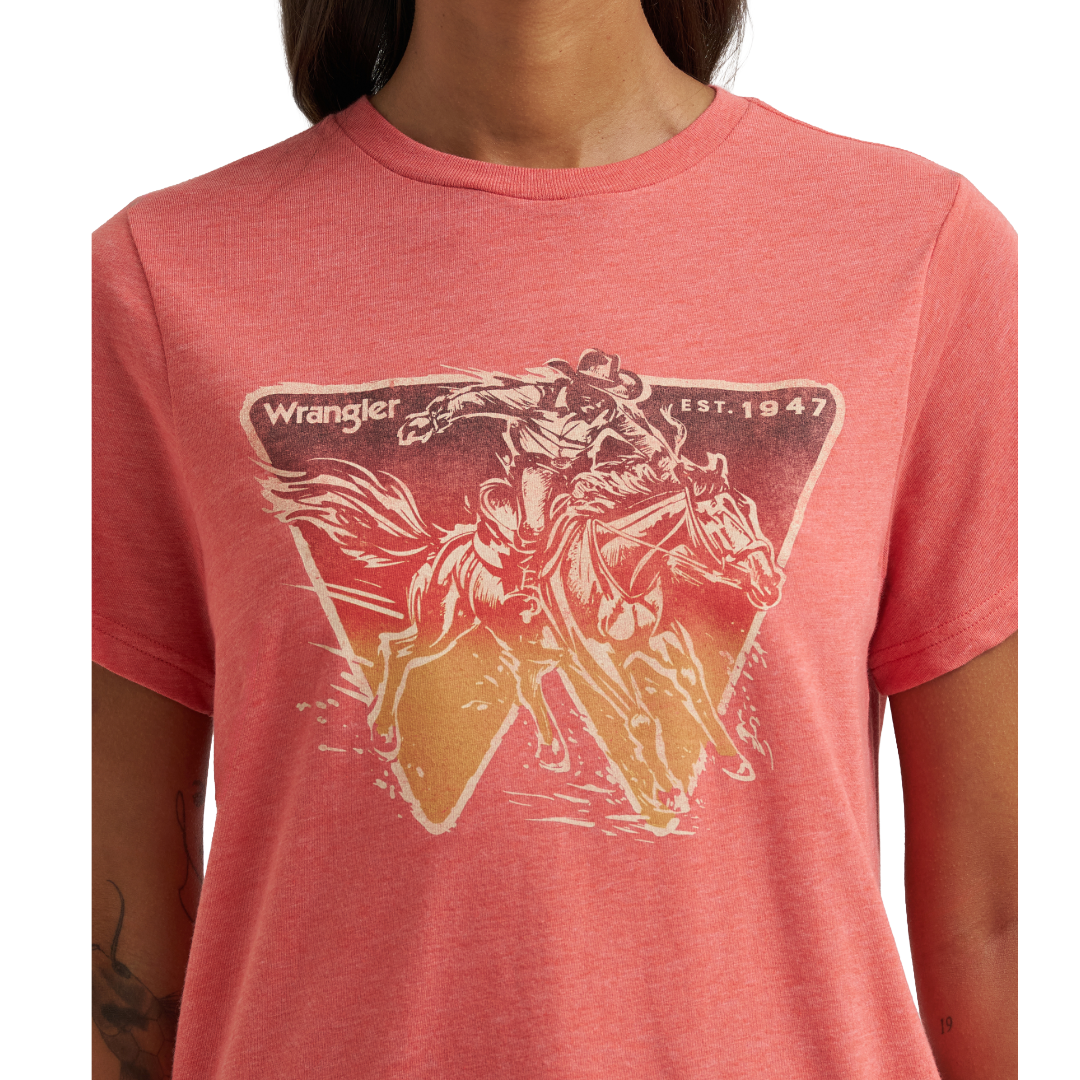 Wrangler Ladies Burnt Sienna Heather Logo Graphic T-Shirt 112372992