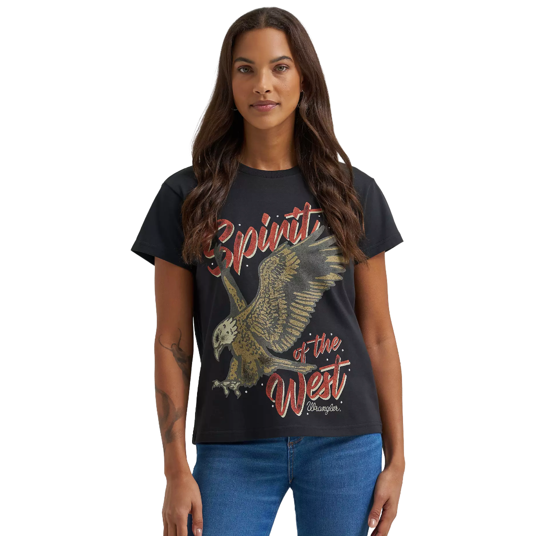 Wrangler Ladies Jet Black 'Spirit Of The West' Graphic T-Shirt 112372988
