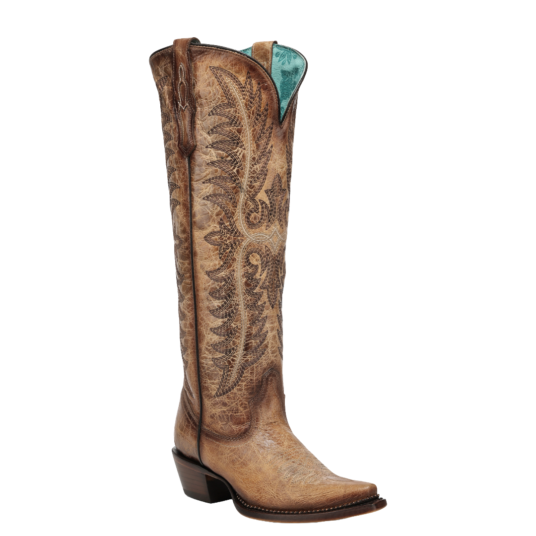 Corral Ladies Sand Embroidery & Metallic Welt Tall Top Western Boot A5009