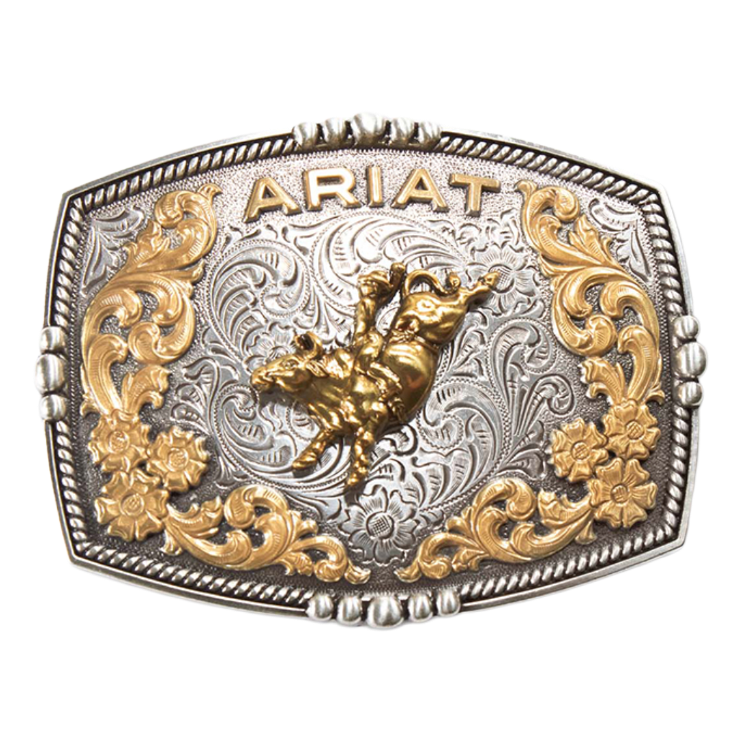 Ariat Men's Multi Finish Bull Rider Rectangle Belt Buckle A37065