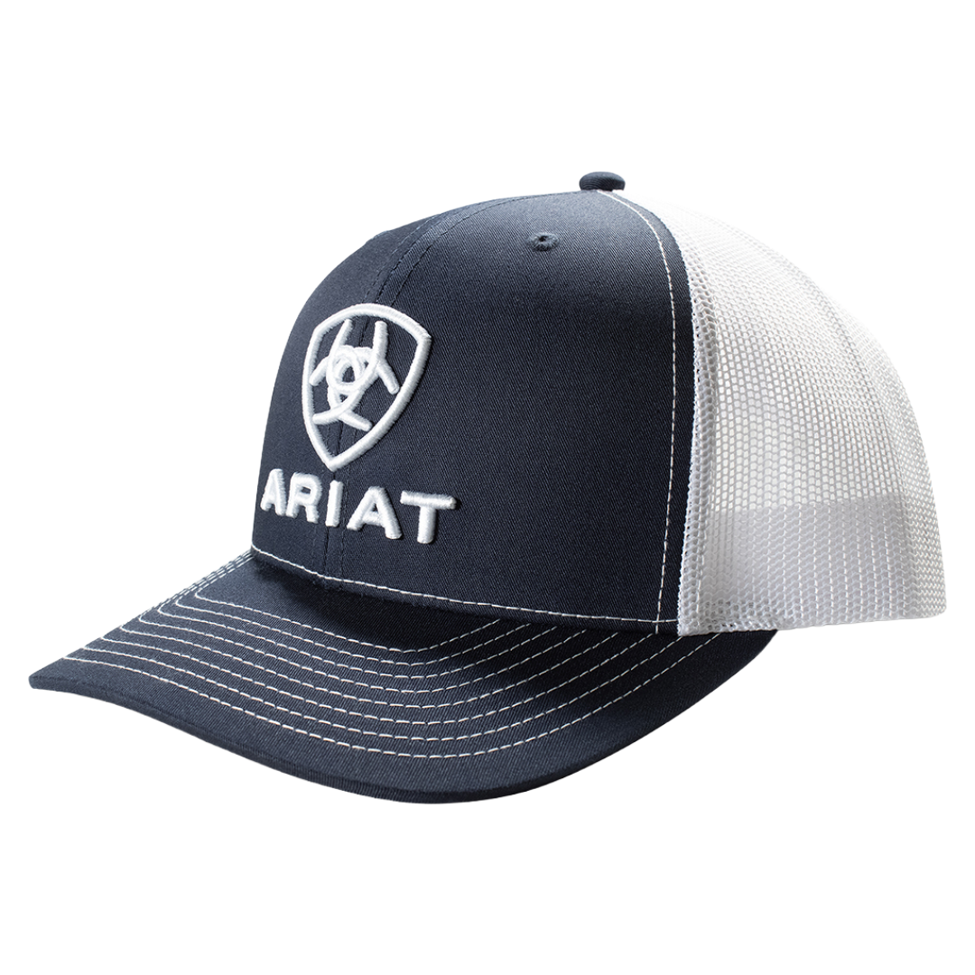 Ariat Men's Navy Blue 3D Logo Embroidery Trucker Cap A300094303 - Wild West Boot Store