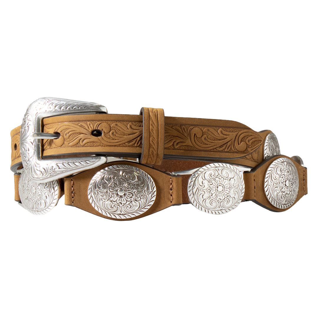Nocona Ladies Brown Leather Floral Concho Western Belt N320005802 - Wild West Boot Store