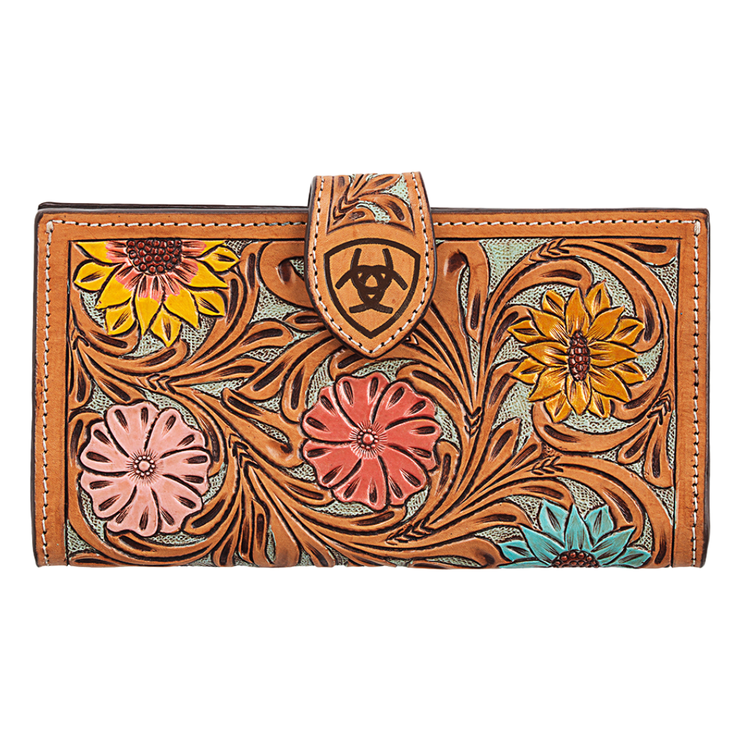 Ariat Ladies Hand Tooled Sunflower & Daisy Leather Wallet A770016597