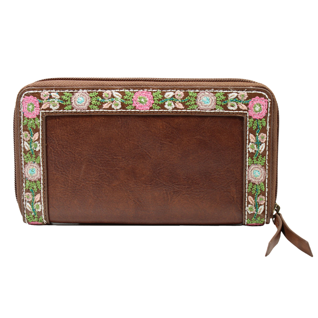 Ariat Ladies Addison Floral Embroidered Brown Leather Wallet A770011102