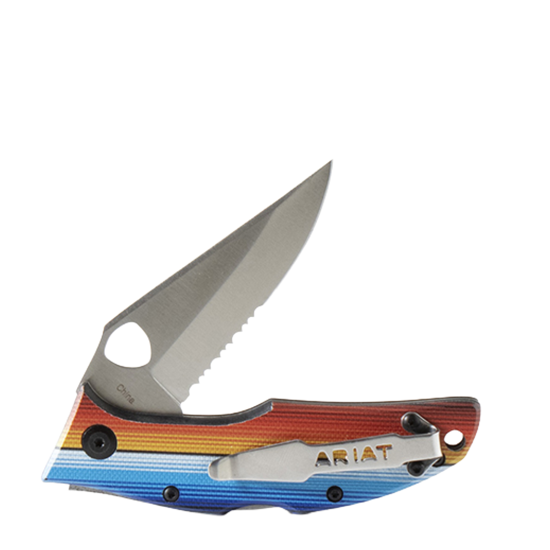 Ariat Hybrid Blue Serape Stripe Folding Knife A710012197