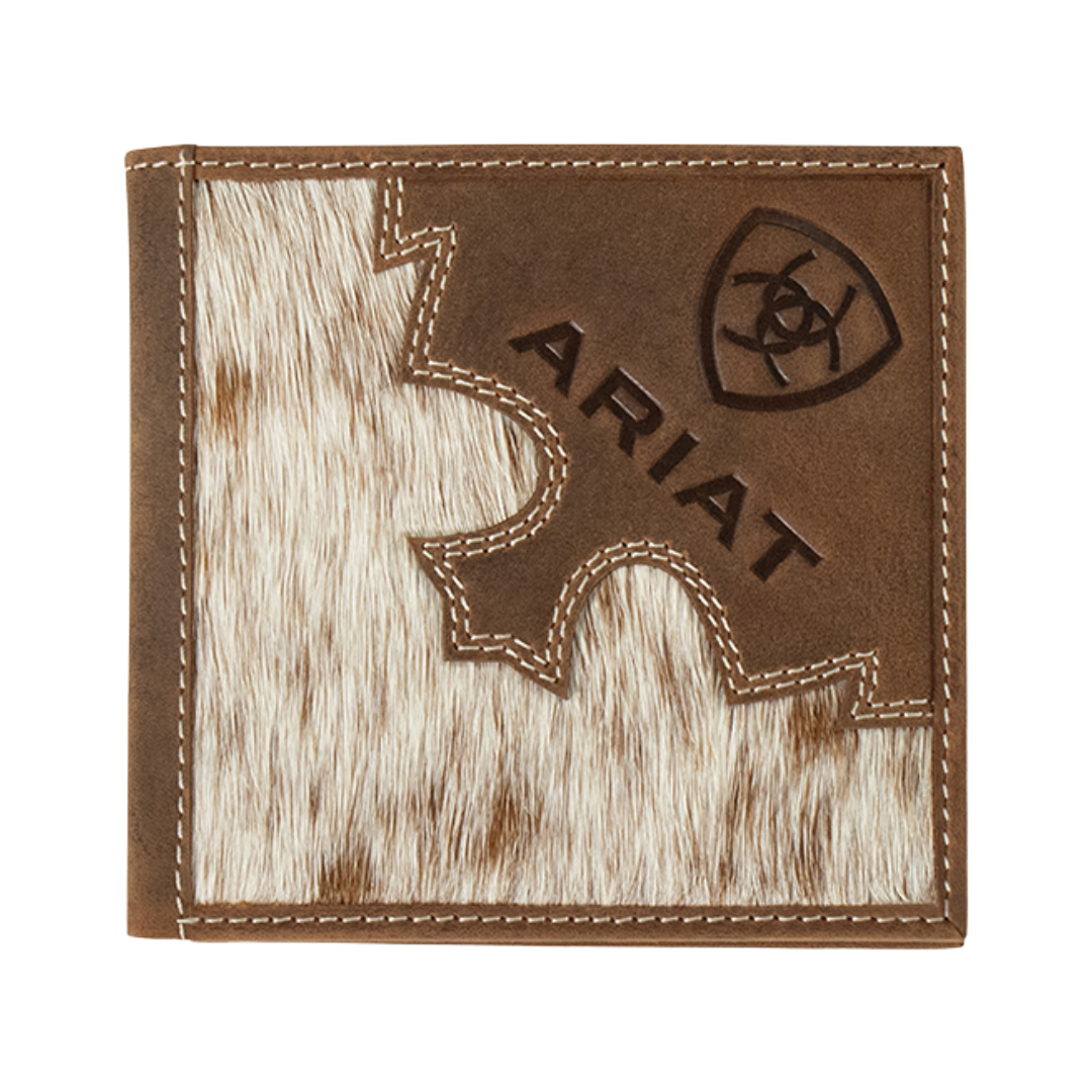 Ariat Men's Brown Bifold Brindle Calf Hair Leather Wallet A3562502