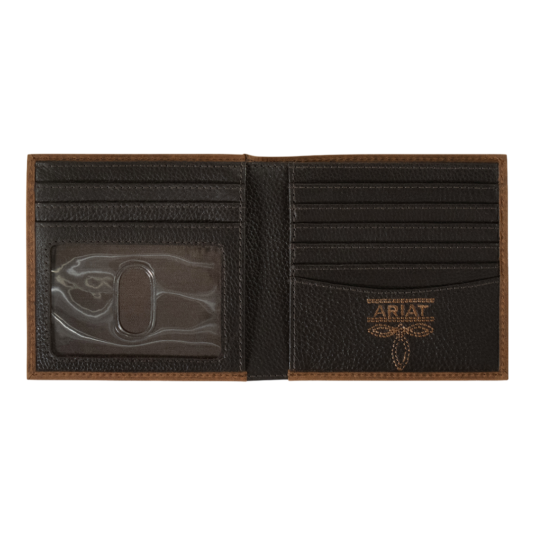 Ariat Men's Brown Bifold Brindle Calf Hair Leather Wallet A3562502