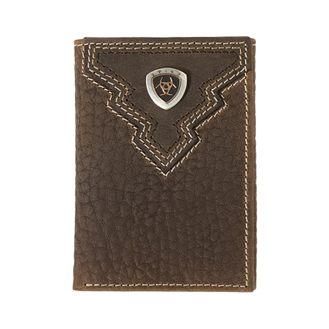 Ariat Men's Trifold Overlay Shield Rowdy Brown Wallet A35621282