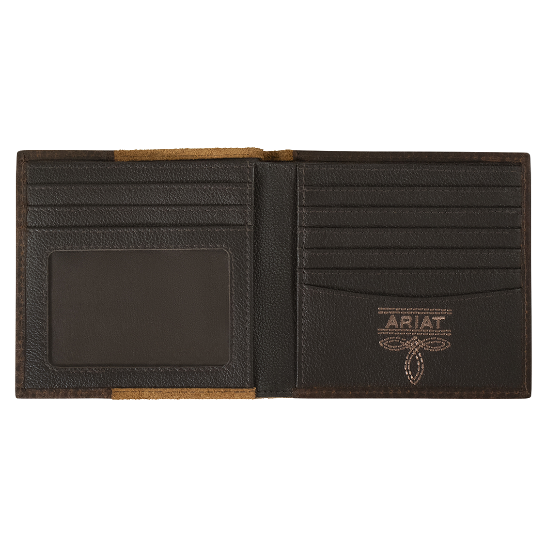 Ariat Men's Tan Roughout Large Bifold Leather Wallet A3561008
