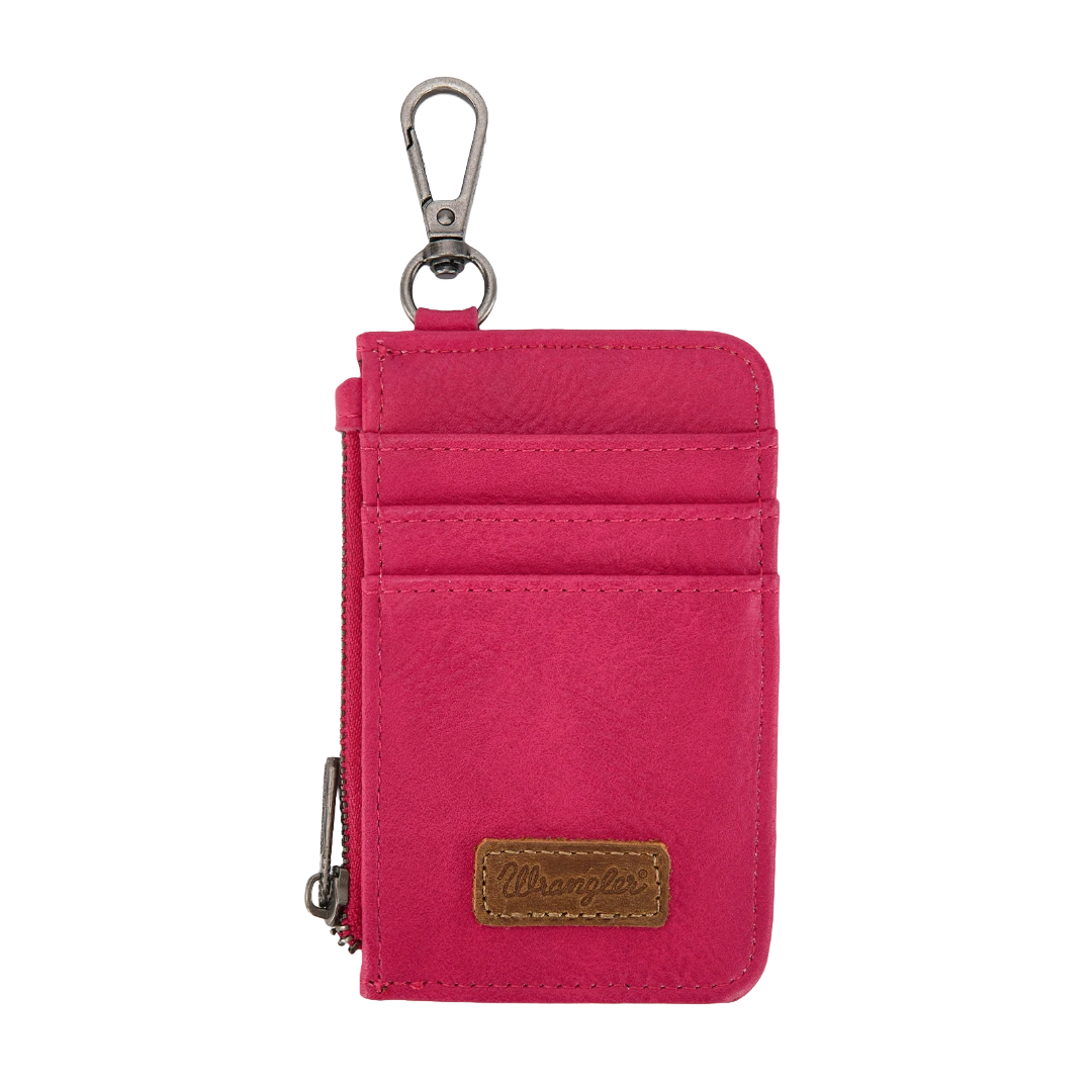 Wrangler Logo "W" Embroidered Hot Pink Dual Pouch Wristlet WG367-W119HPK