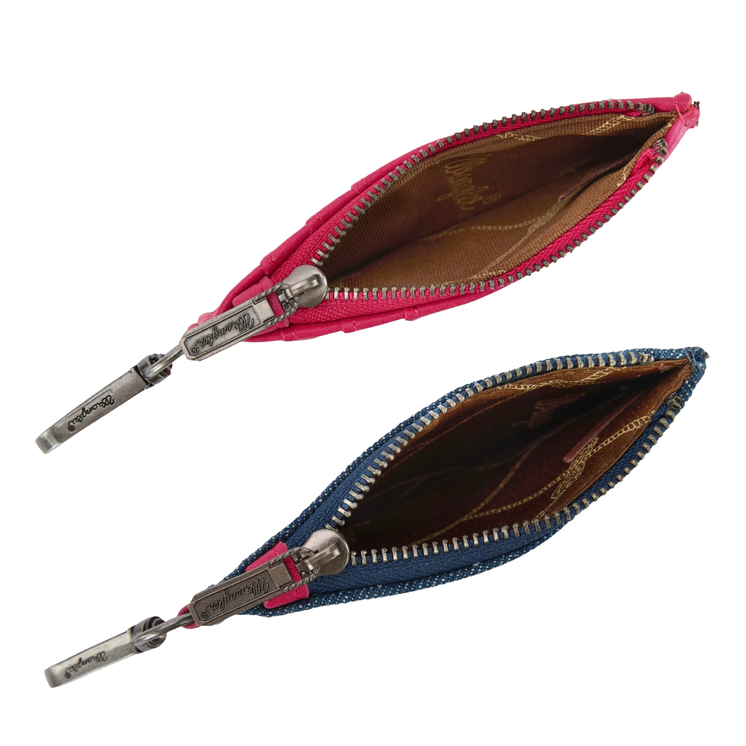 Wrangler Logo "W" Embroidered Hot Pink Dual Pouch Wristlet WG367-W119HPK