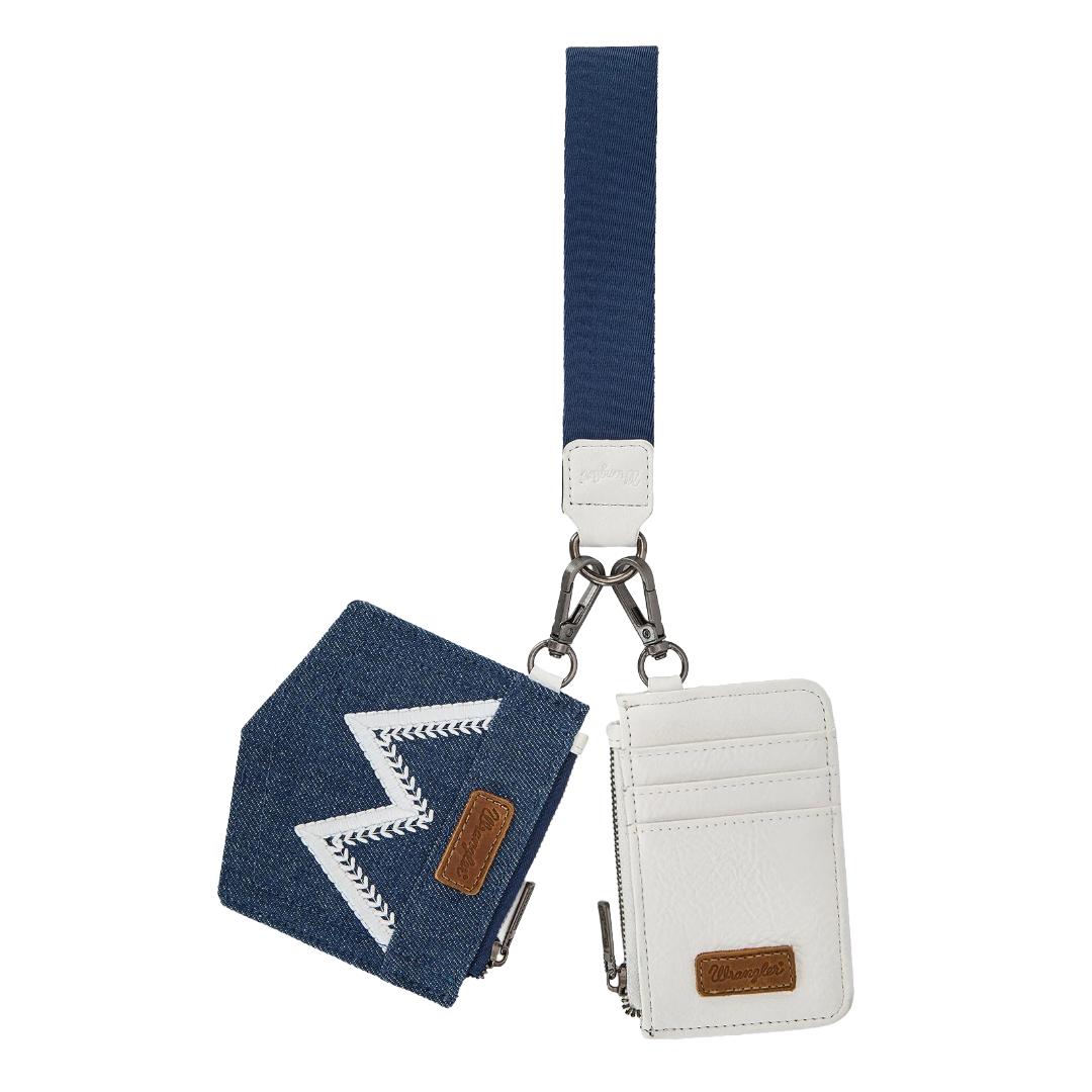 Wrangler Ladies Logo "W" Embroidered Dual Pouch Beige Wristlet WG367-W119BG