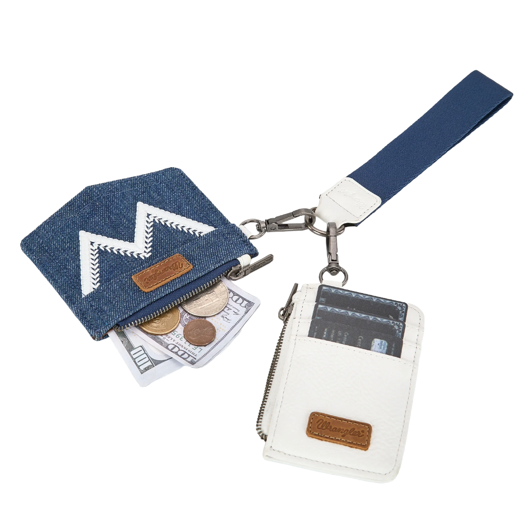 Wrangler Ladies Logo "W" Embroidered Dual Pouch Beige Wristlet WG367-W119BG