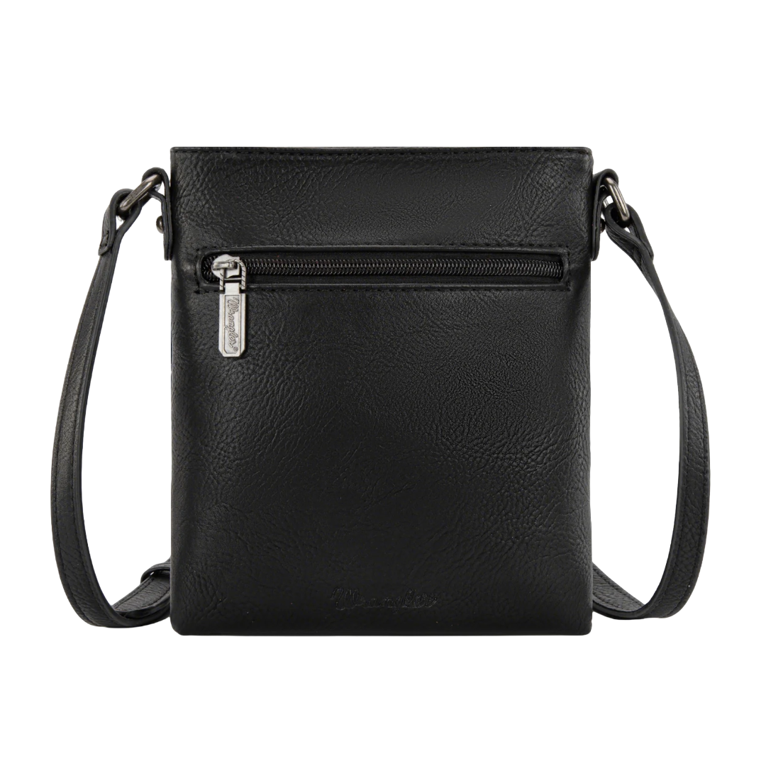 Wrangler Ladies Leather Black Fringe Jean Denim Pocket Crossbody WG367-8360BK