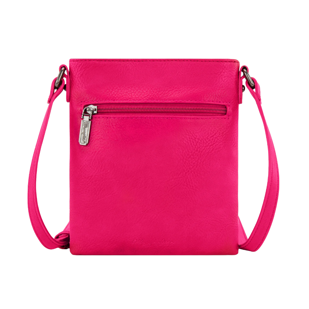 Wrangler Ladies Leather Hot Pink Fringe Jean Denim Pocket Crossbody WG367-8360HPK