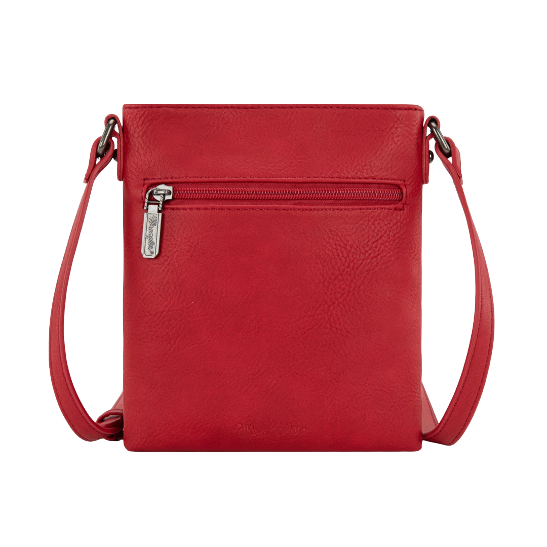 Wrangler Ladies Leather Red Fringe Jean Denim Pocket Crossbody WG367-8360RD