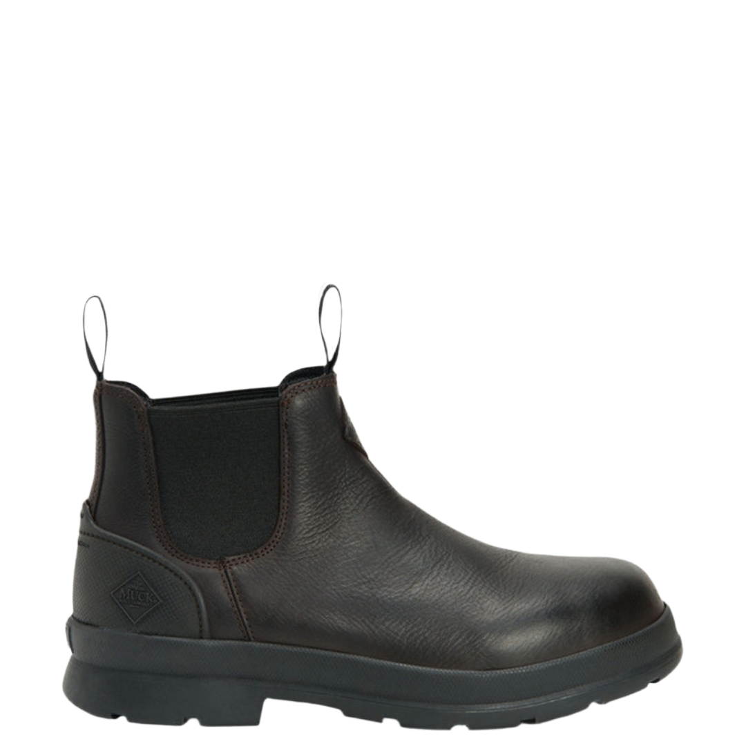 Muck Men's Chore Farm Black Coffee Leather Chelsea Boots CCLP900