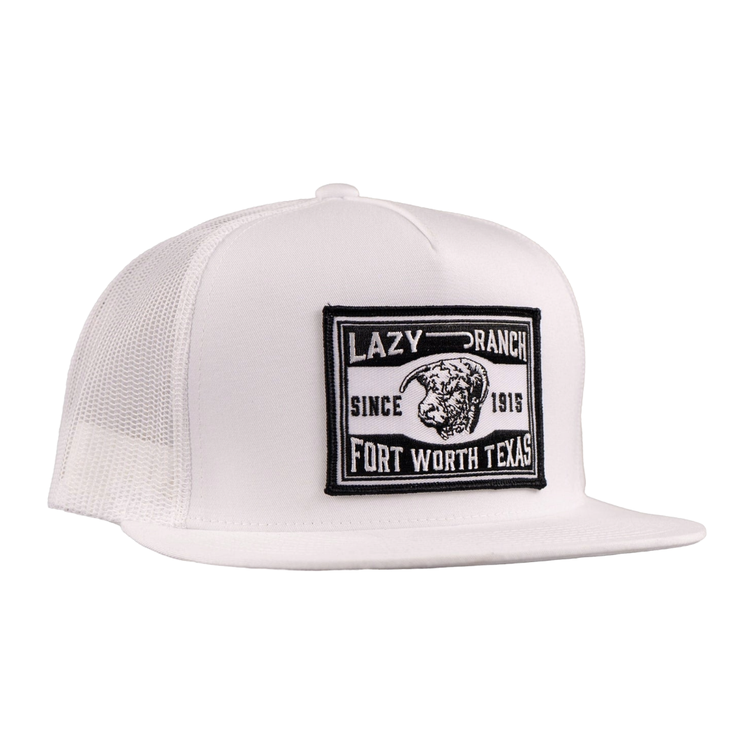 Lazy J Ranch Wear Fort Worth Classic White & Black Trucker Cap WHITE4-FTW-BLK