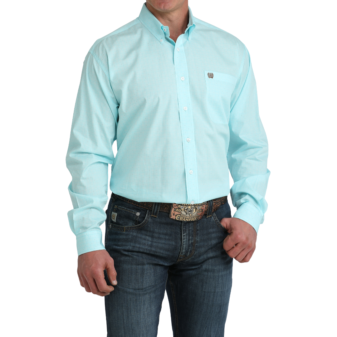 Cinch Men's Blue Geometric Print Button Up Shirt MTW1106062