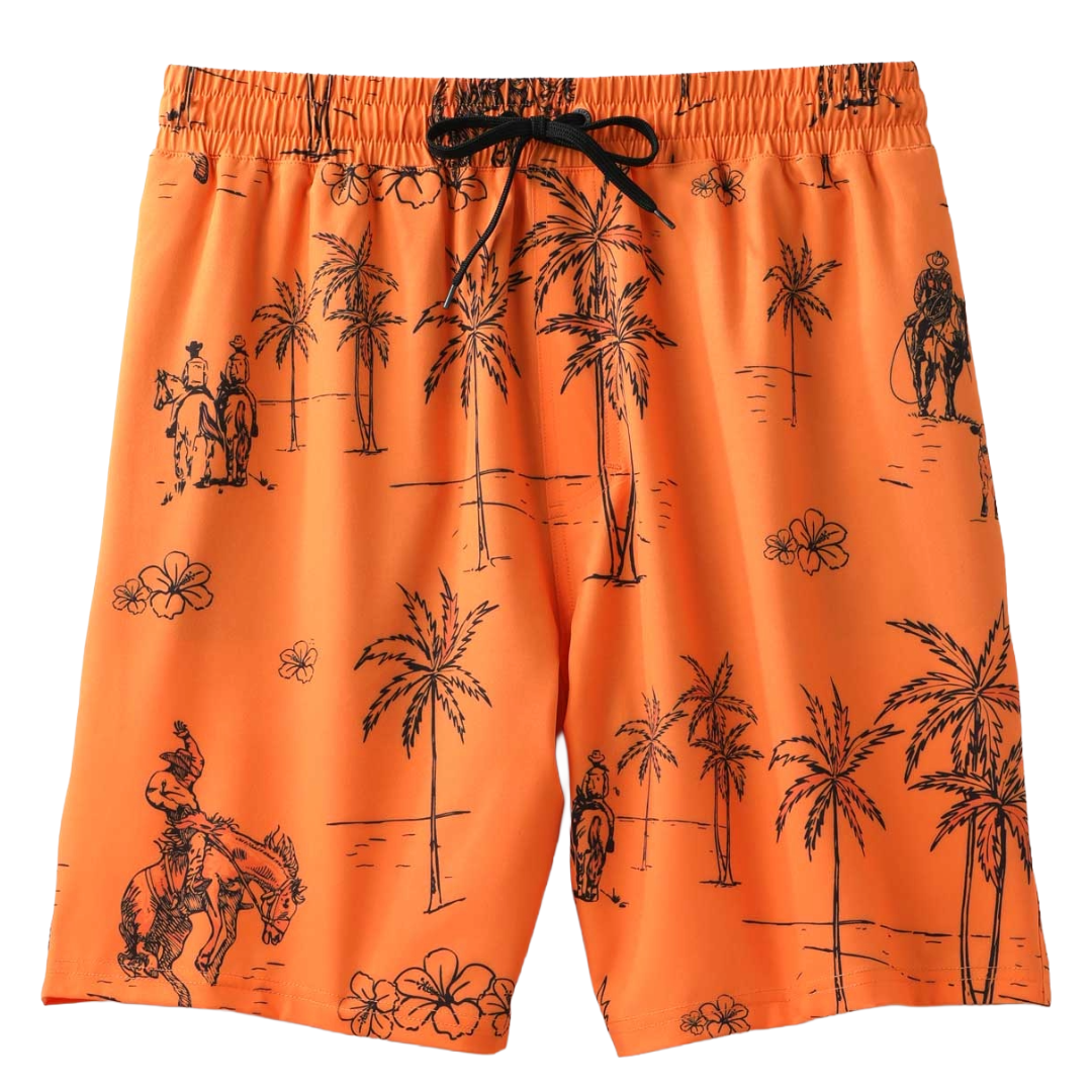Cinch Men's Palm Tree Orange Swim Trunk MB58135012
