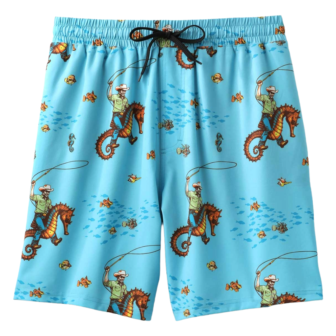 Cinch Men's Seahorse Stampede Blue Swim Trunks MB58135011