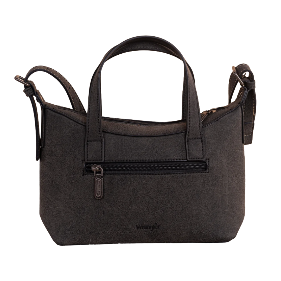 Wrangler Ladies Black Tooled Aztec Pattern Print Crossbody Tote WG226-8605BK