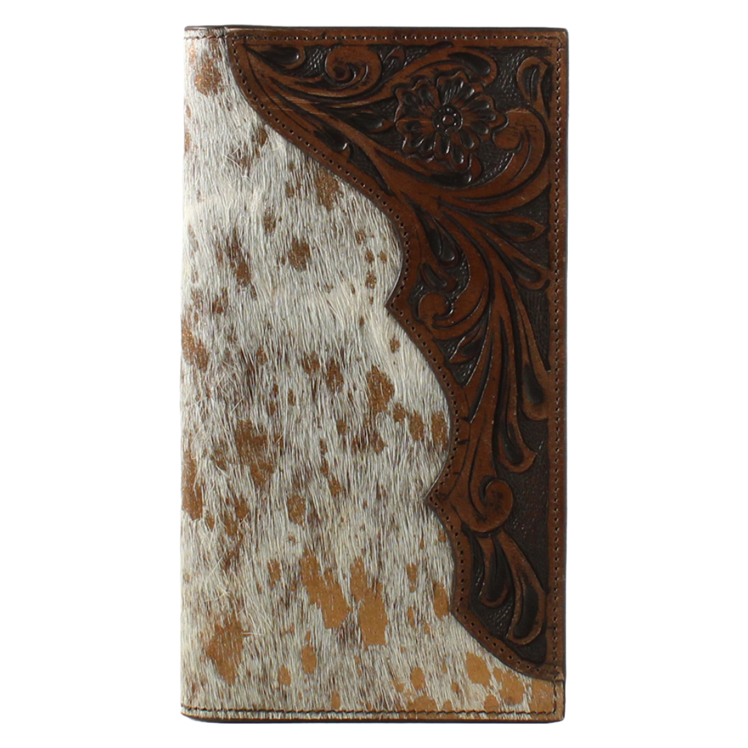 Nocona Men's Brown Tooled & Foil Calf Hair Rodeo Wallet N5413102