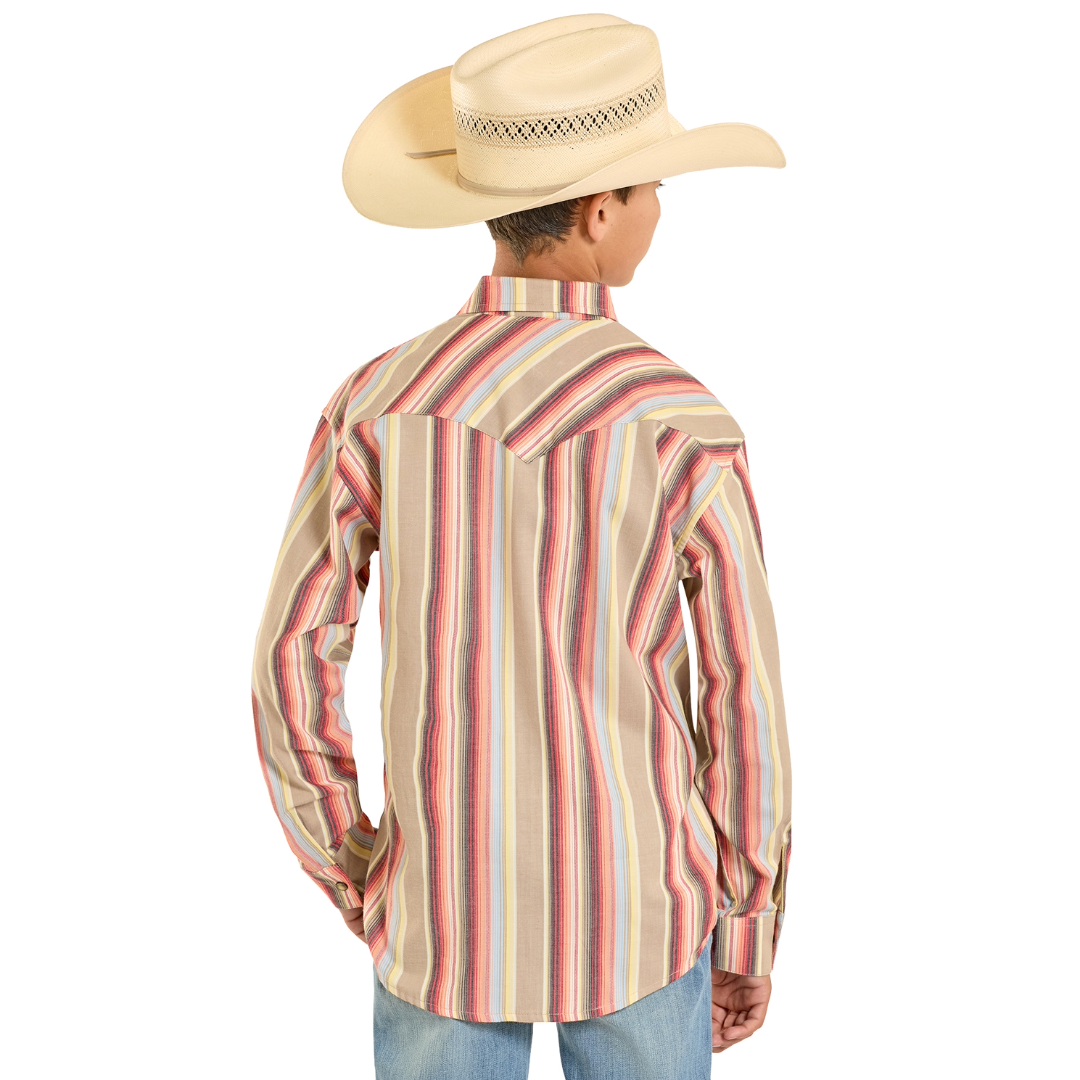 Rock & Roll Men's Vintage Stripe Printed Snap Shirt BBN2S08309