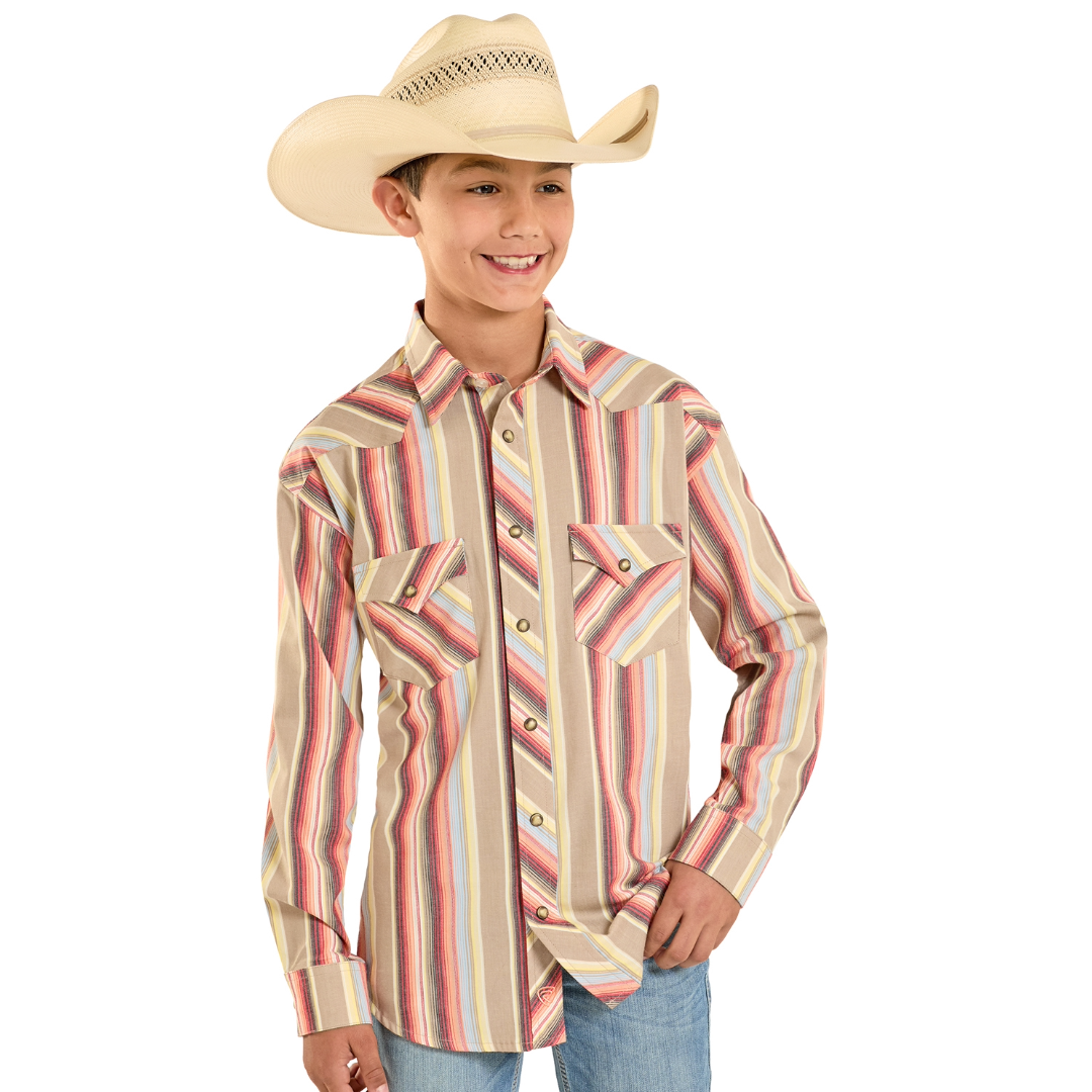 Rock & Roll Men's Vintage Stripe Printed Snap Shirt BBN2S08309