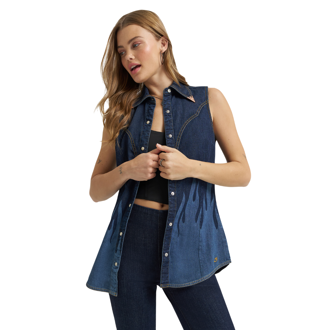 Wrangler X Lainey Wilson Dark Denim Western Shirt 112380460