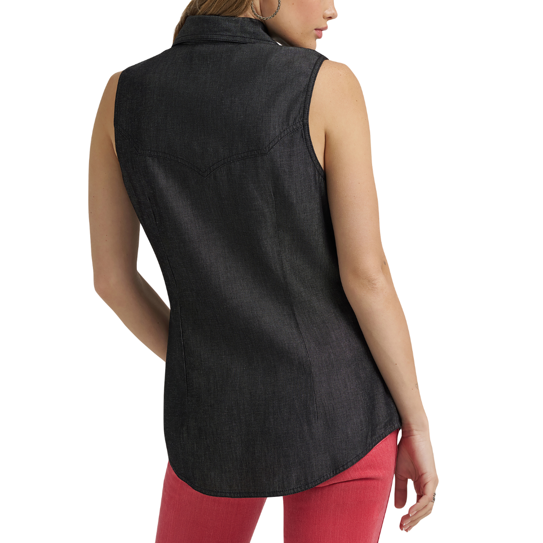 Wrangler X Lainey Wilson Ladies Black Western Snap Tank Shirt 112380459