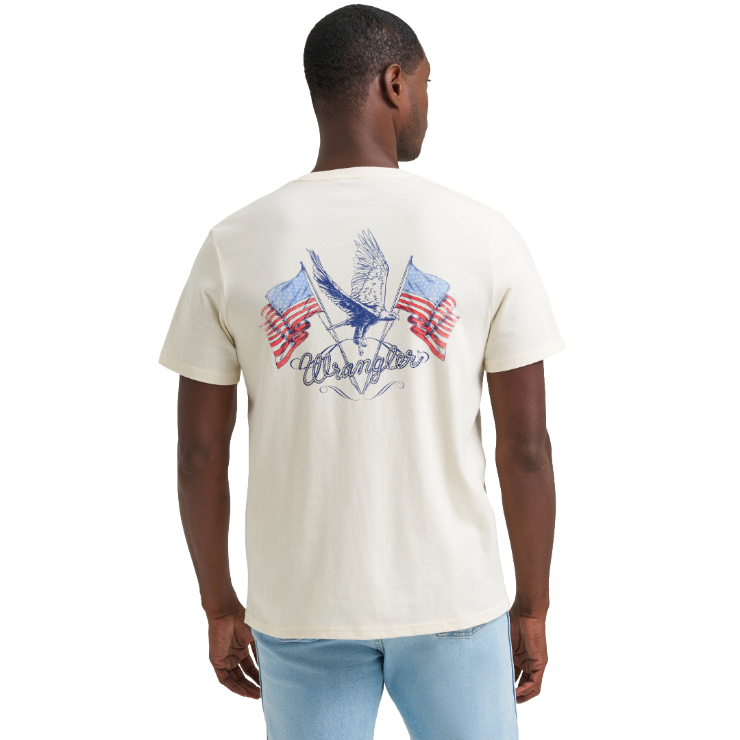 Wrangler Men's Antique White Logo Flag Graphic T-Shirt 112375805