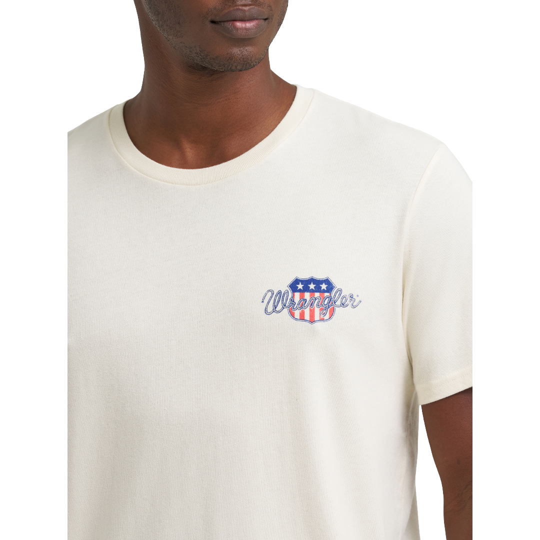 Wrangler Men's Antique White Logo Flag Graphic T-Shirt 112375805