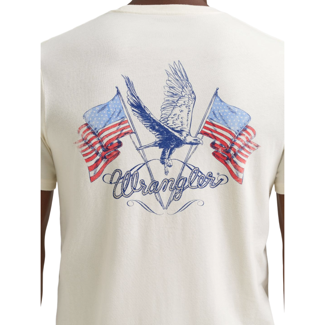 Wrangler Men's Antique White Logo Flag Graphic T-Shirt 112375805