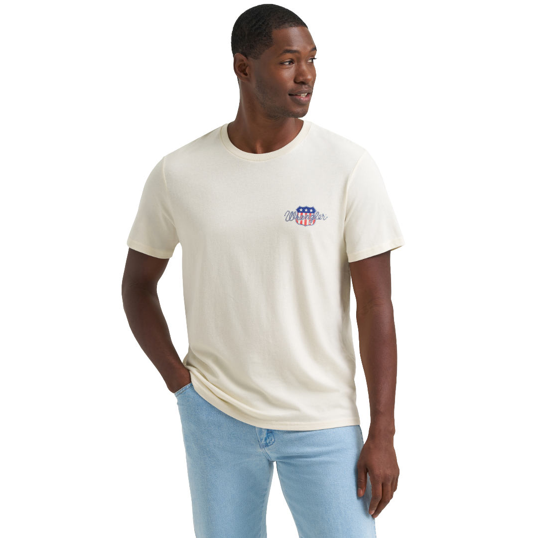 Wrangler Men's Antique White Logo Flag Graphic T-Shirt 112375805