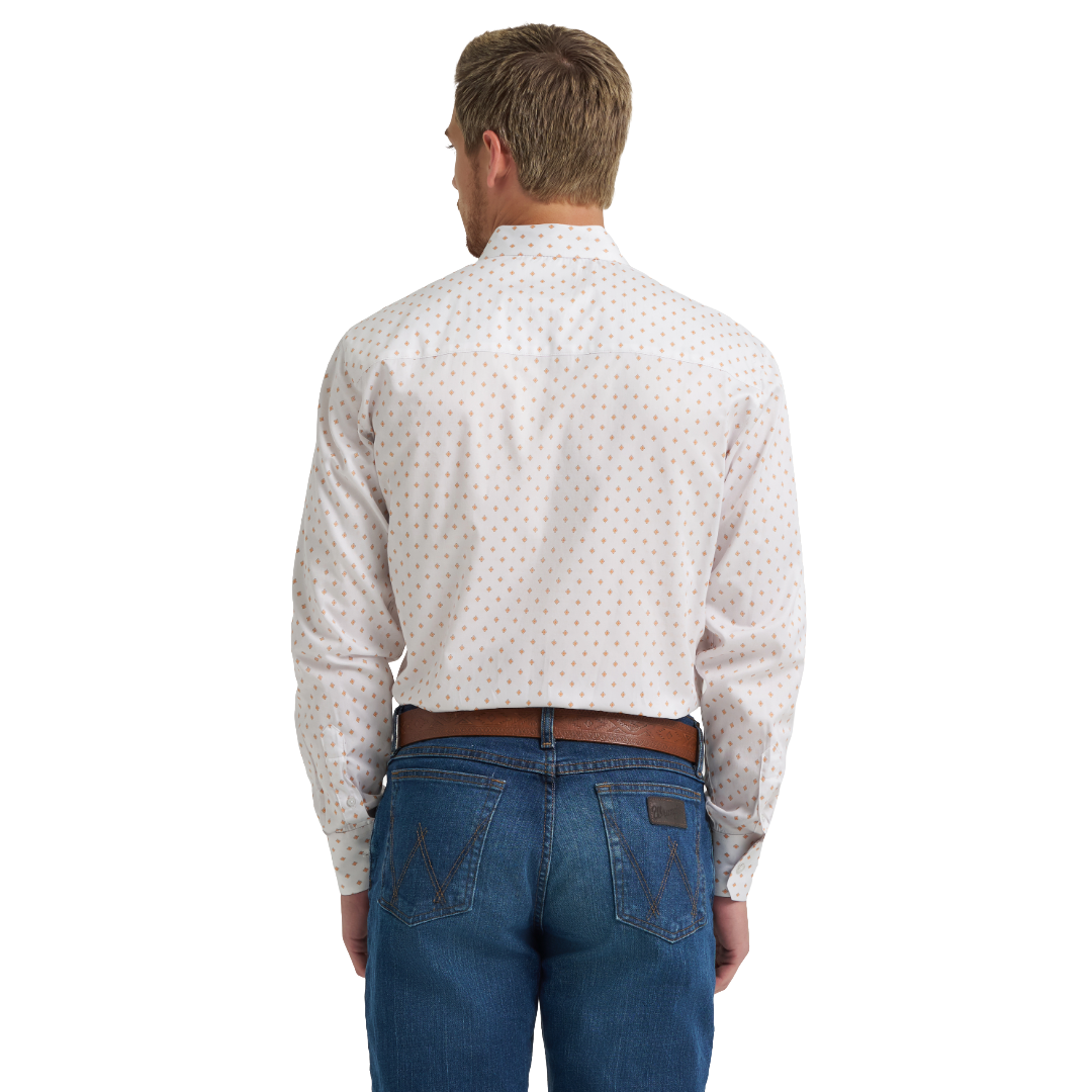 Wrangler X Cody Johnson White Geometric Print Classic Fit Snap Shirt 112378972