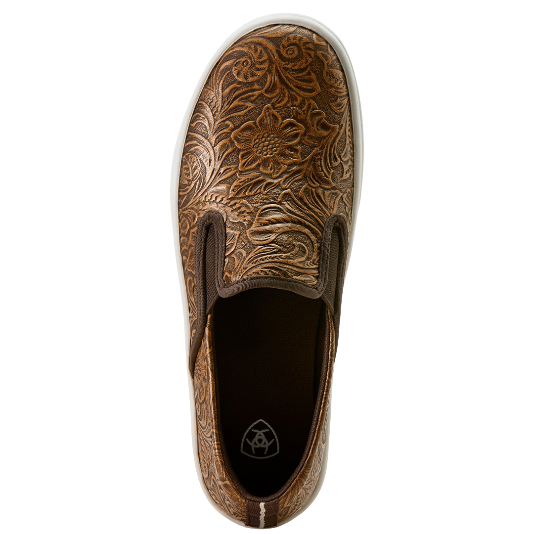 Ariat Ladies Skylar Brown Floral Emboss Slip On Shoe 10074362