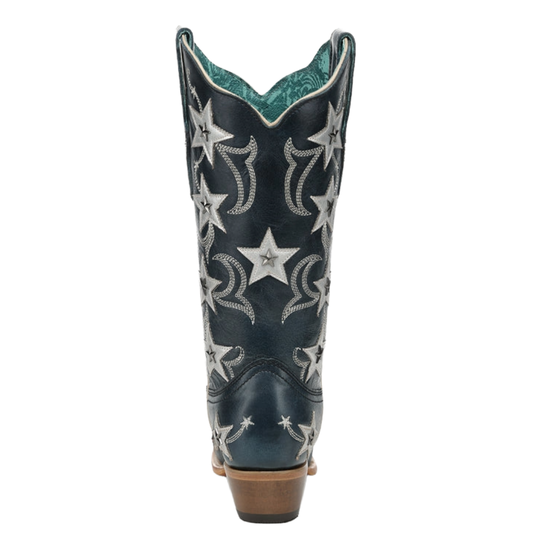 Corral Ladies Navy Blue Stars & Studs Overlay Western Boot Z5541