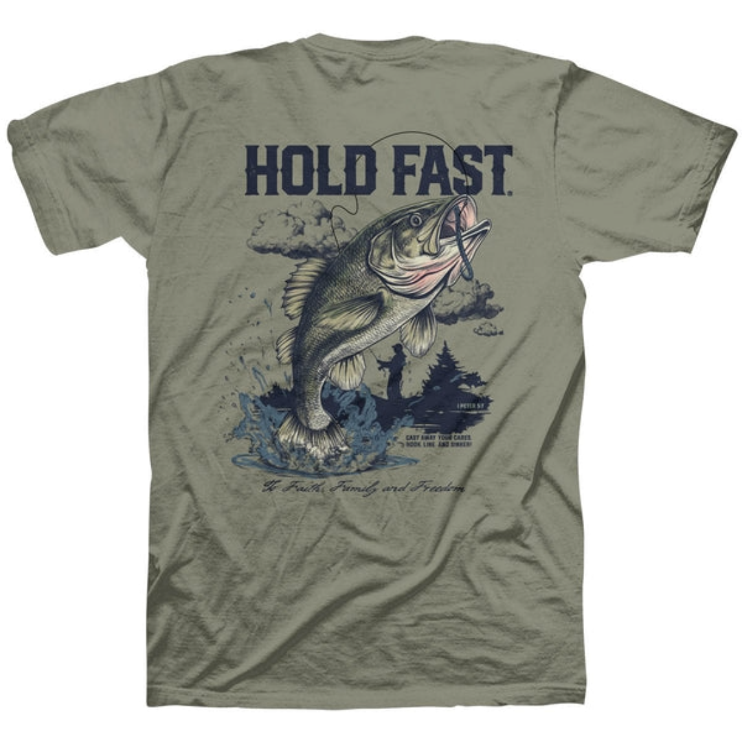 Hold Fast Men's Fishing Sage Green T-Shirt KHF5217