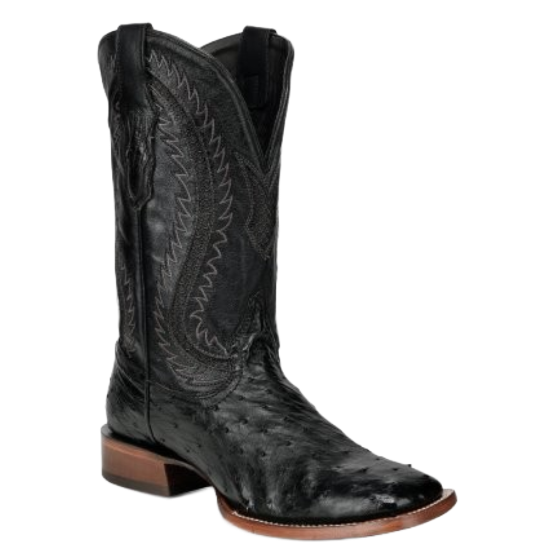 Corral Men's Black Ostrich Inlay & Embroidery Western Boot A5112