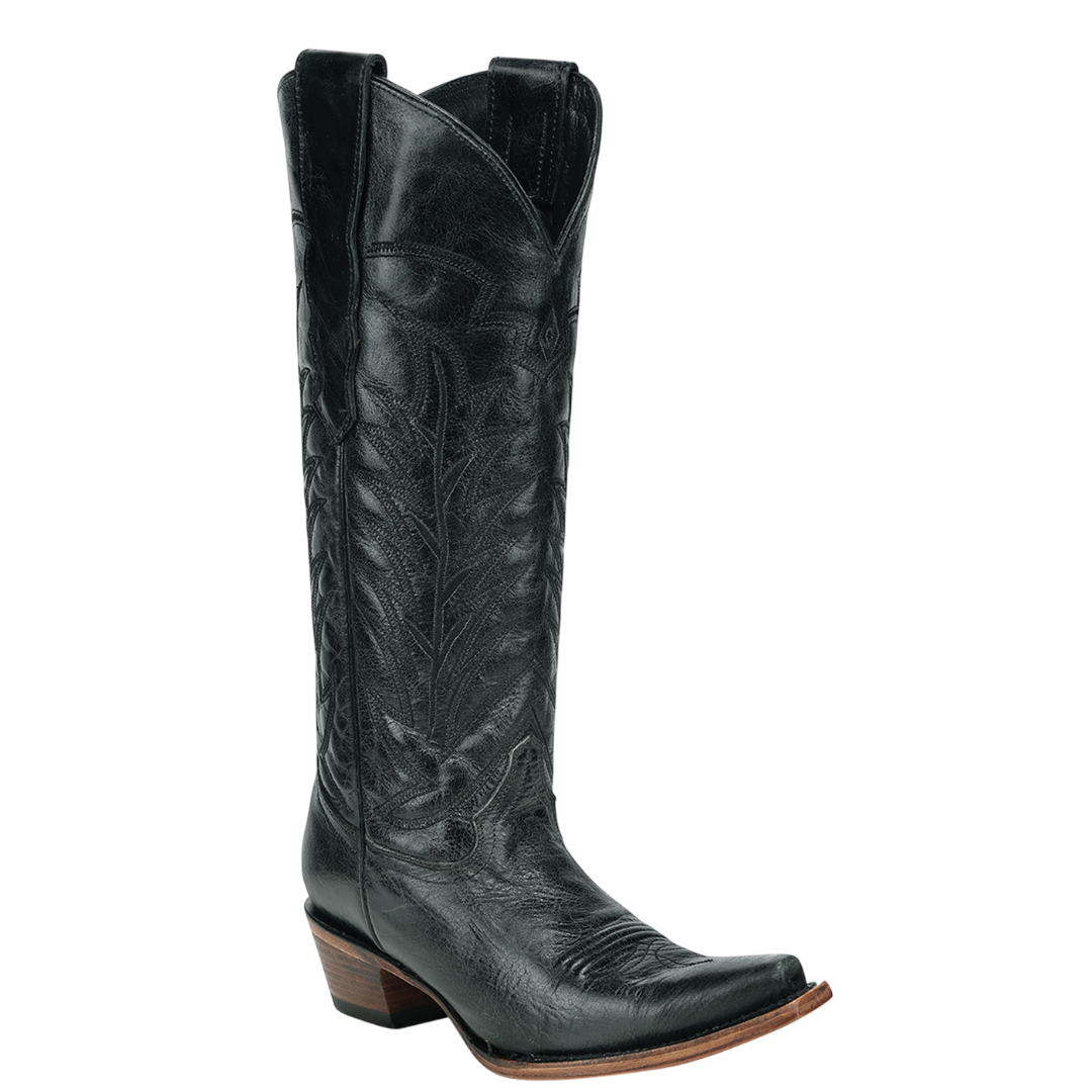 Circle G by Corral Ladies Black Embroidery Tall Top Western Boots L8077