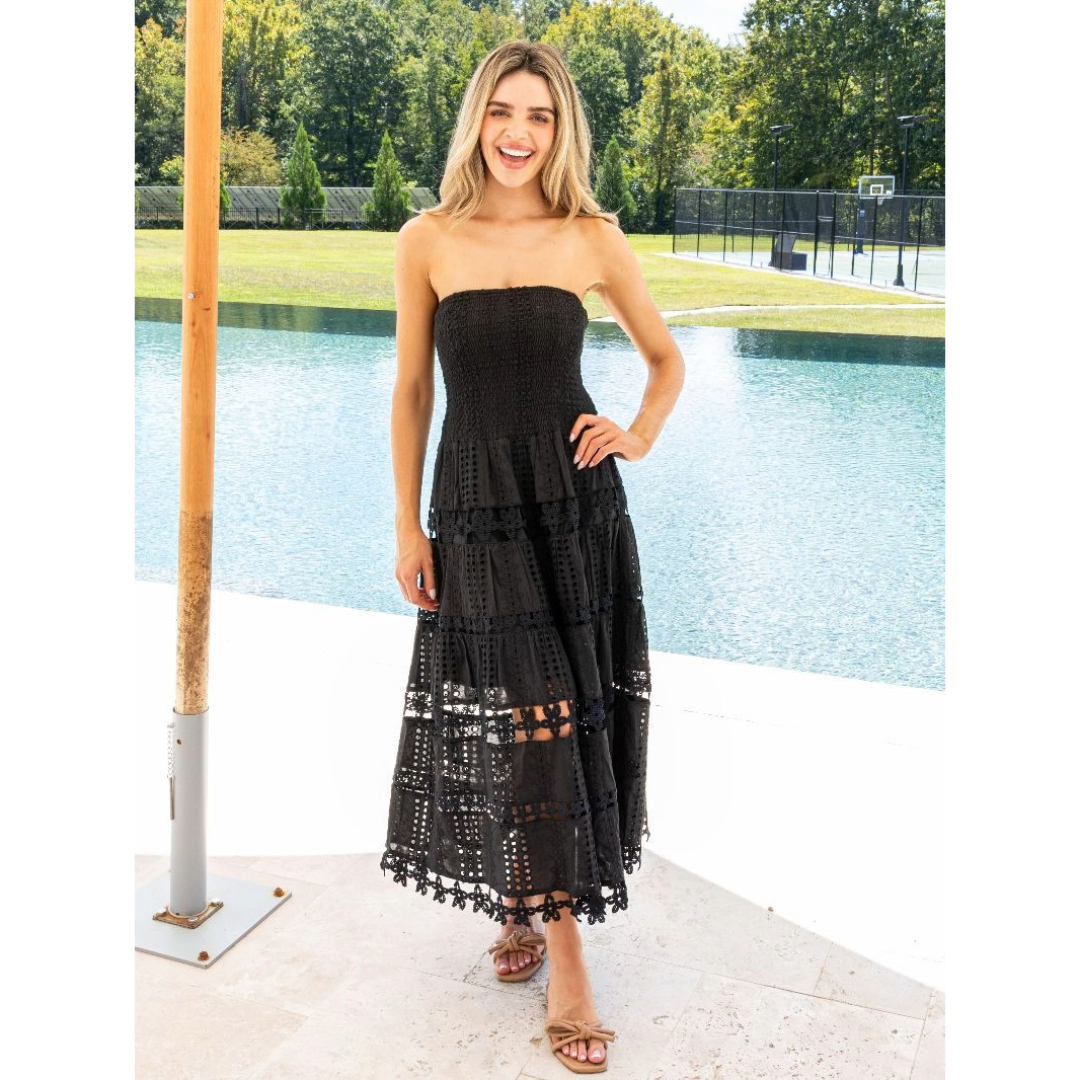 Simply Southern Ladies Schiffli Black Dress 0126-DRS-SCHIFFLI-BLACK