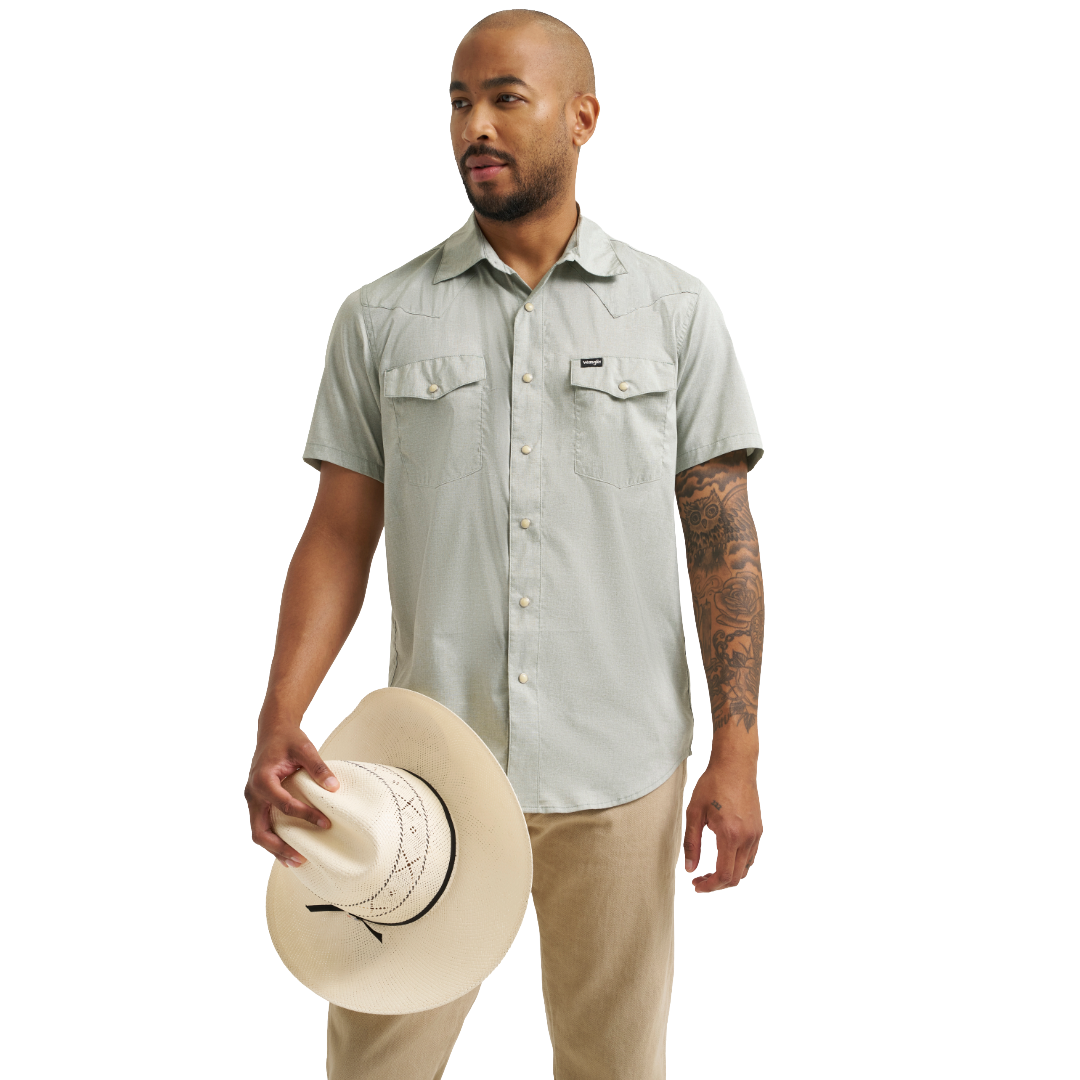 Wrangler Men's Drover Iceberg Green Utility Shirt 112375153