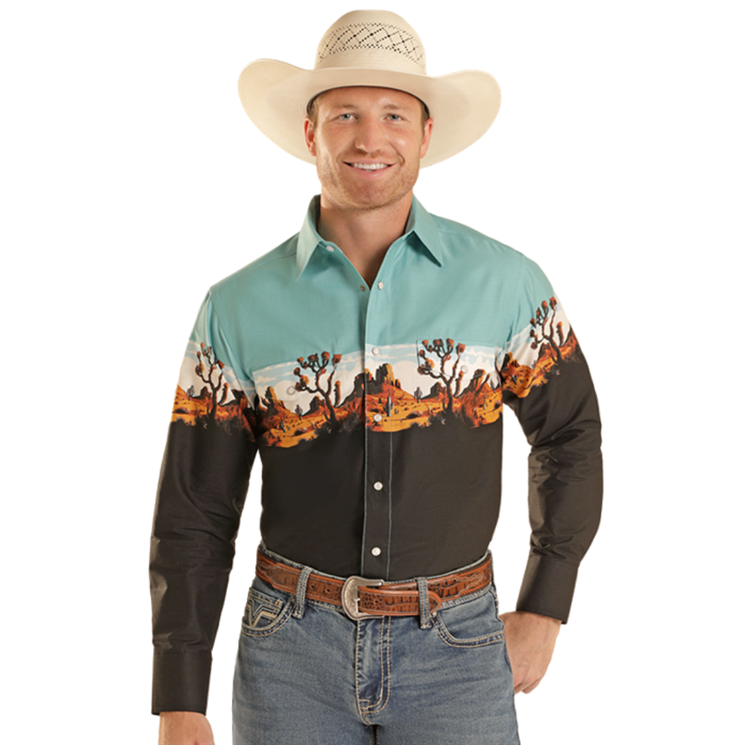 Panhandle Slim Men's Camel Borders Snap Shirt SMN2S08943