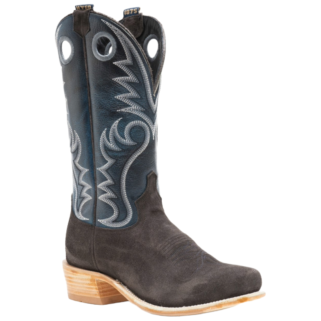 HYER Men's McCune Grey & Blue Roughout Leather Western Boot HM12031