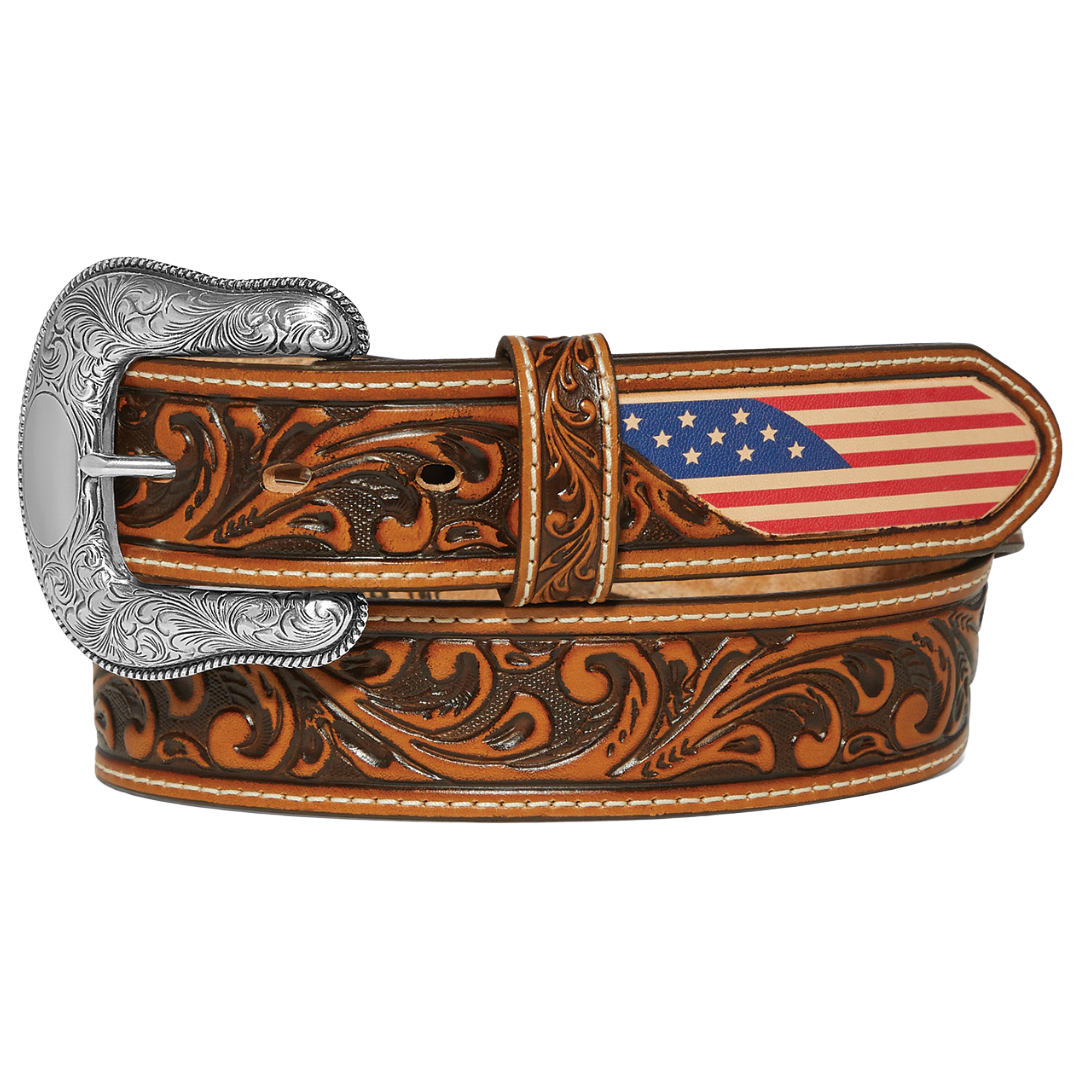 Justin Men's Freedom Tan Embossed Leather Belt C14244
