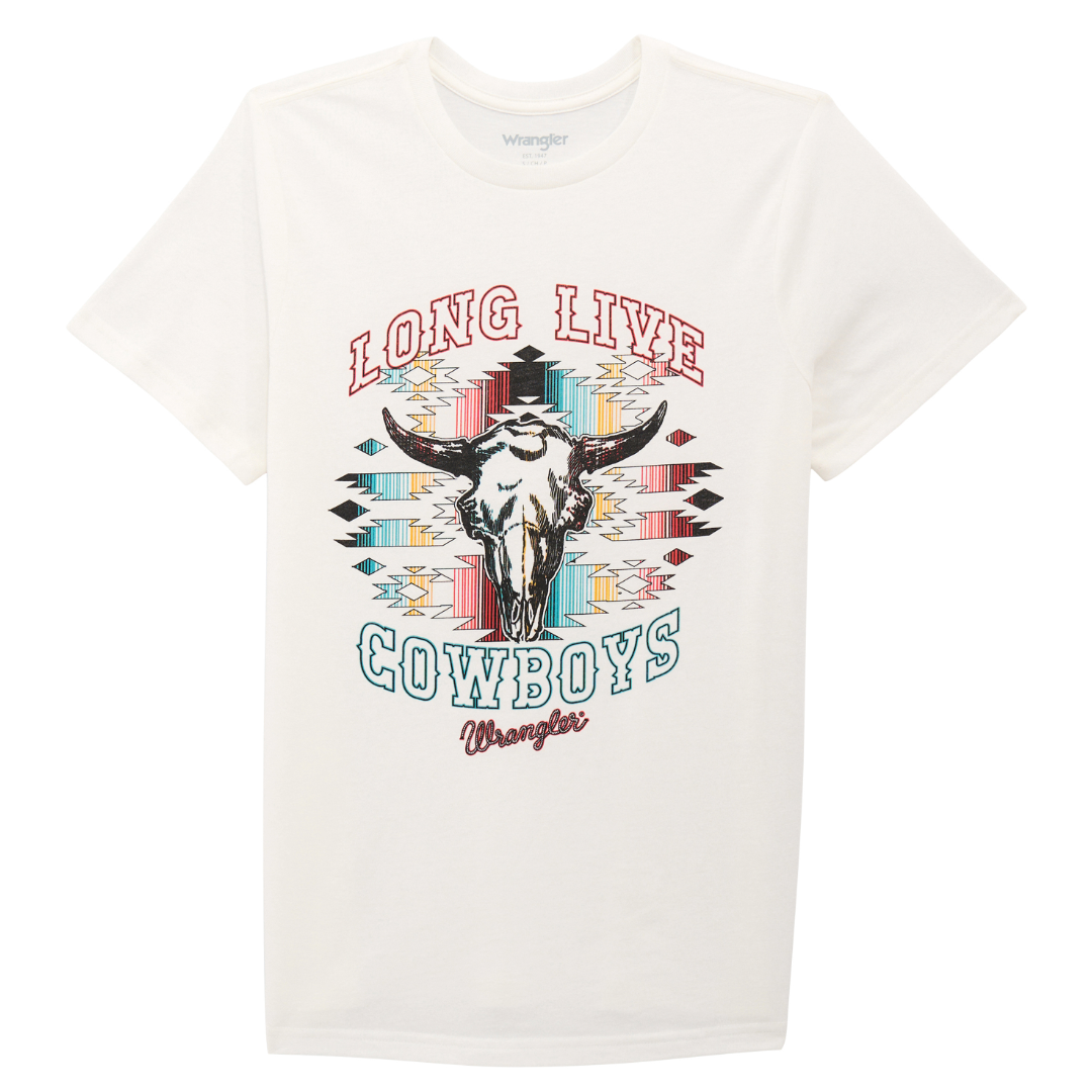 Wrangler Ladies Bright White Heather "Long Live Cowboys" Graphic T-Shirt 112375853