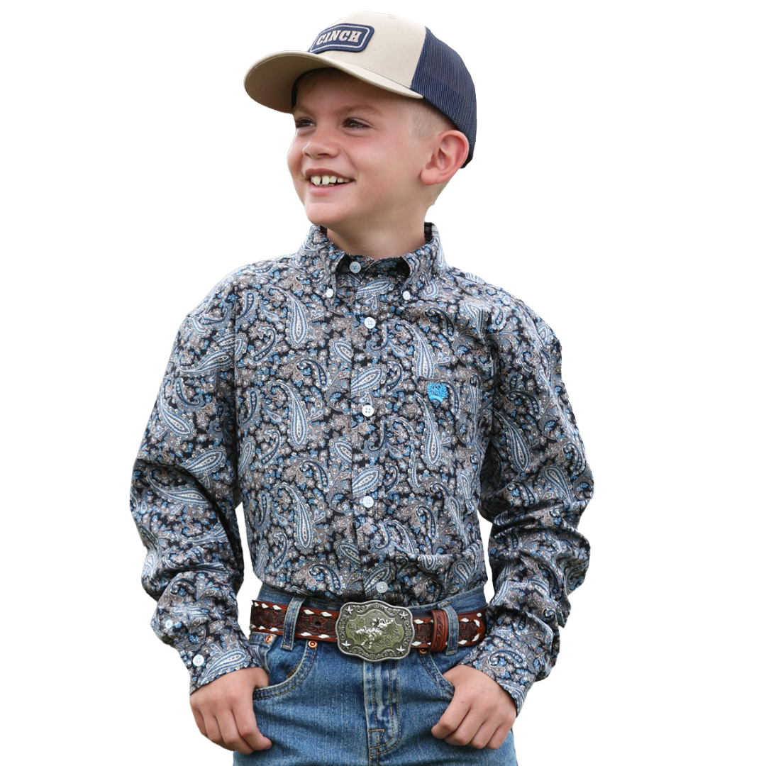 Cinch Youth Boy's Multicolor Paisley Print Button Down Shirt MTW7060416
