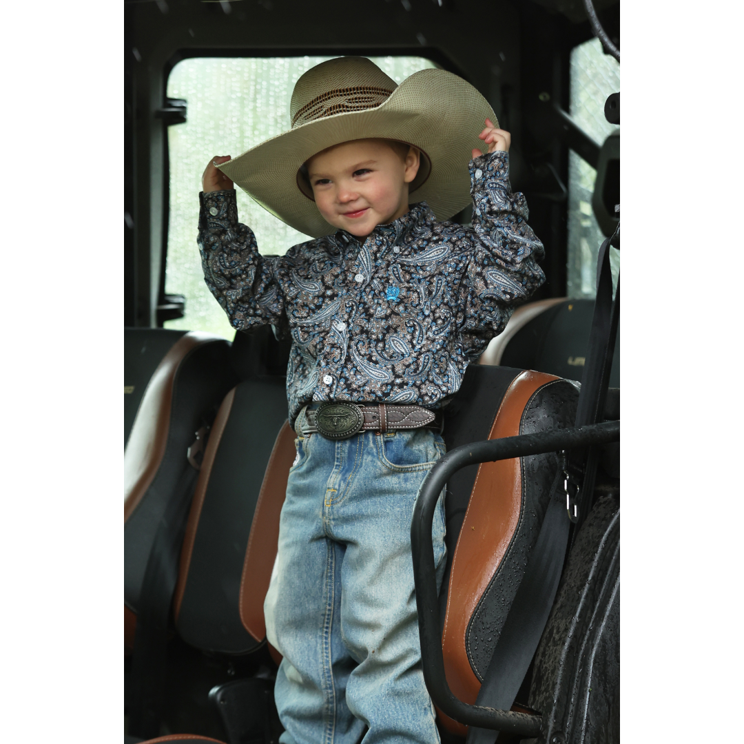 Cinch Youth Boy's Multi Paisley Print Button Down Shirt MTW7061416